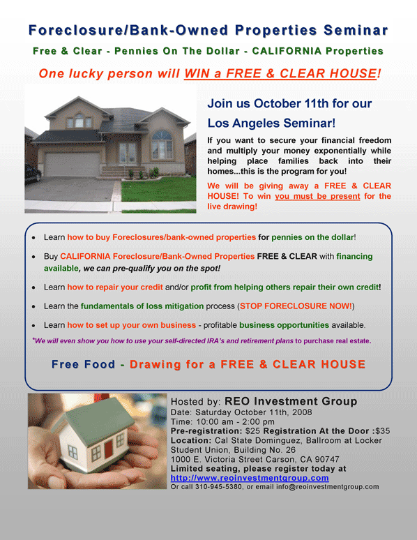 california foreclosure reo seminar